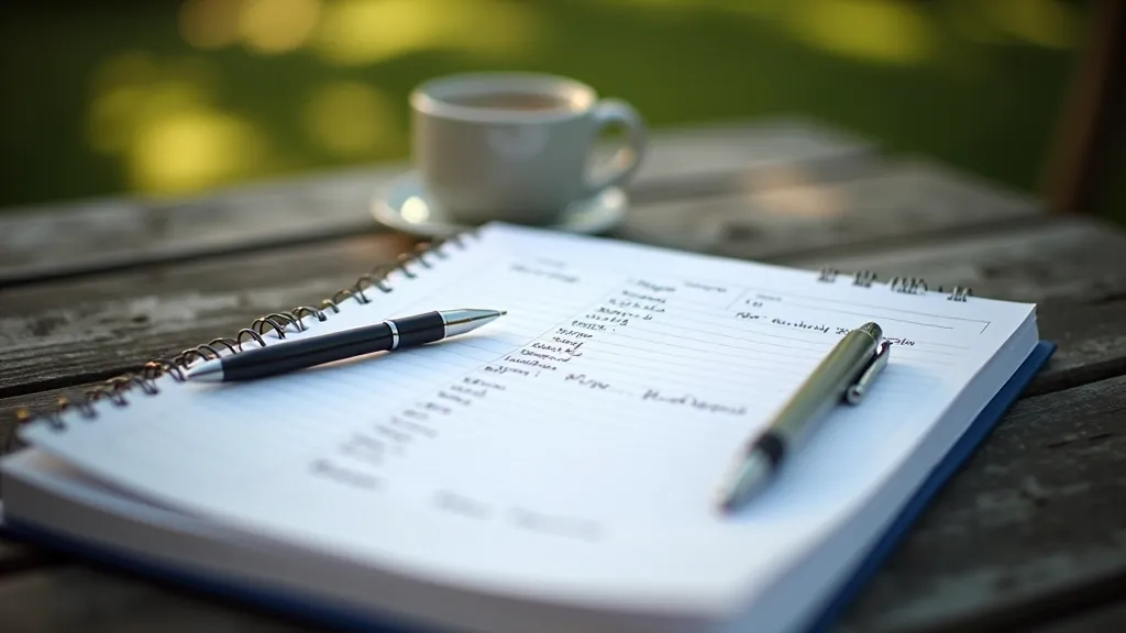 Hands holding open spiral notebook with handwritten cycling route notes, distances, and accommodation details